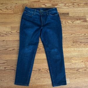 Talbots Simply Flattering 5-Pocket Denim Ankle Jeans Brass Studs 10P PERFECT